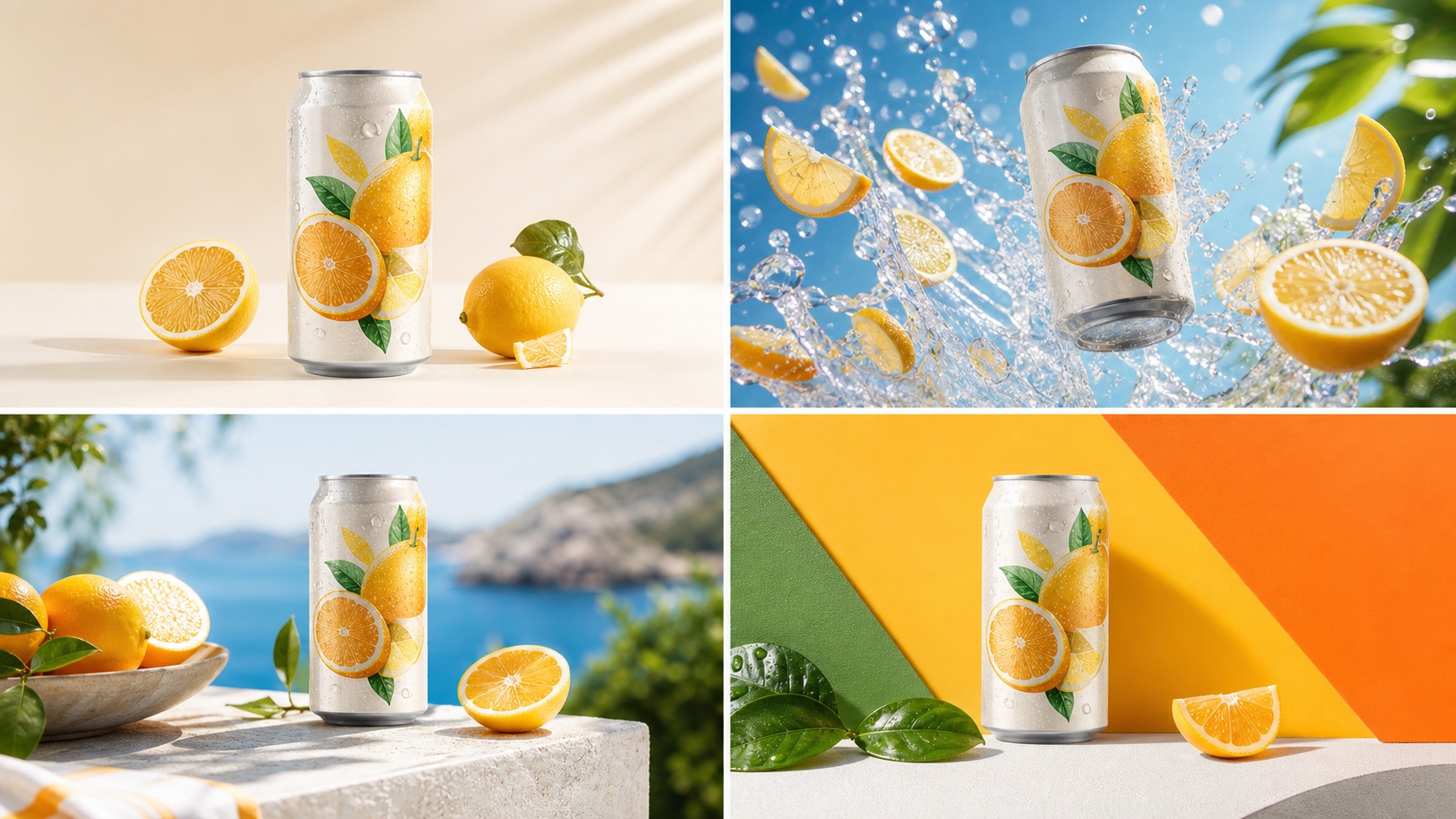 Four coordinated campaign image results generated in a batch