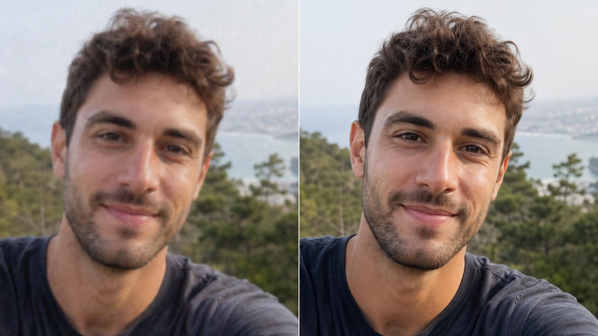 Porträtfoto nach Schärfung und Vergrößerung